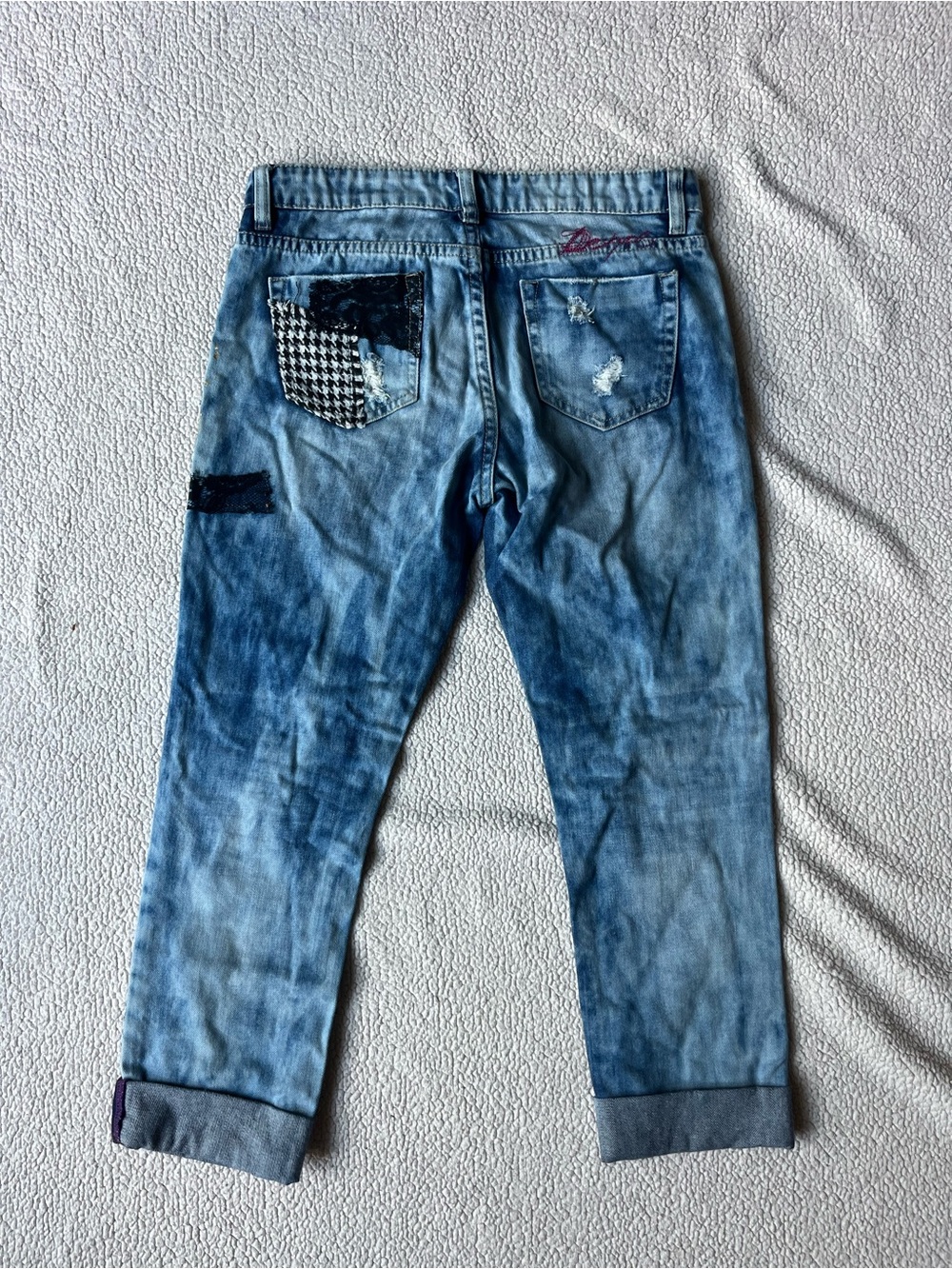 Desigual Mulato Patchwork Boyfriend Jeans Womens 6 - Picture 2 of 7